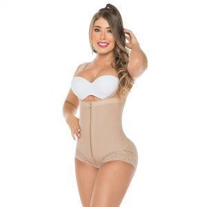411 Body Manga sisa y cachetero con encaje (beige)