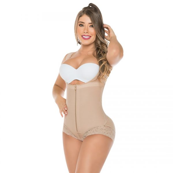 411 Body Manga sisa y cachetero con encaje (beige)