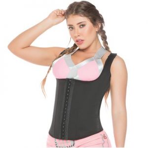 FAJAS SALOMÉ 902 CHALECO DEPORTIVO CON LÁTEX INTERNO Y BROCHES AJUSTABLES (NEGRO)