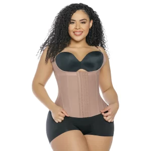 CHALECO DAMA 63136-CCB COCOA CON TIRAS REMOVIBLES Y BROCHES