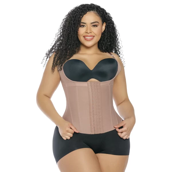 CHALECO DAMA 63136-CCB COCOA CON TIRAS REMOVIBLES Y BROCHES
